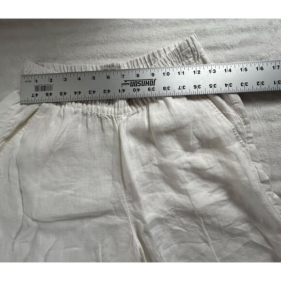 Rachel Zoe Womens White Linen Wide-Leg Pants Small Elastic Waist Pull-On Casual - Picture 5 of 9